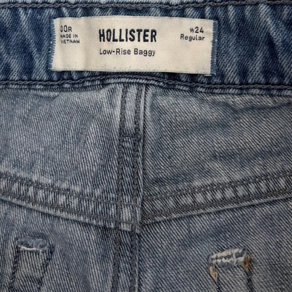 Hollister Jeans Low Rise Baggy Loose Fit Relaxed Distressed Denim Size 00 | 24